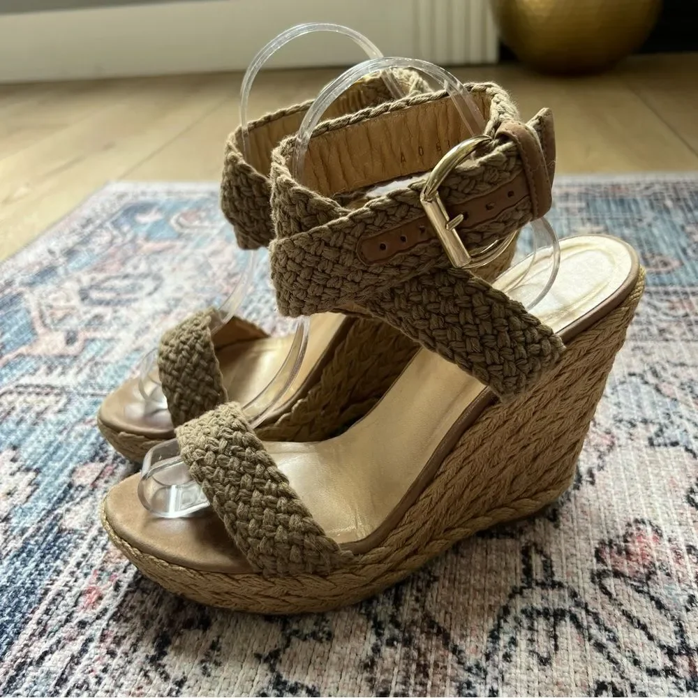 Stuart Weitzman Alexis Wedge Swamp Espadrille Sandals Khaki Size 8.5 - Picture 5 of 14